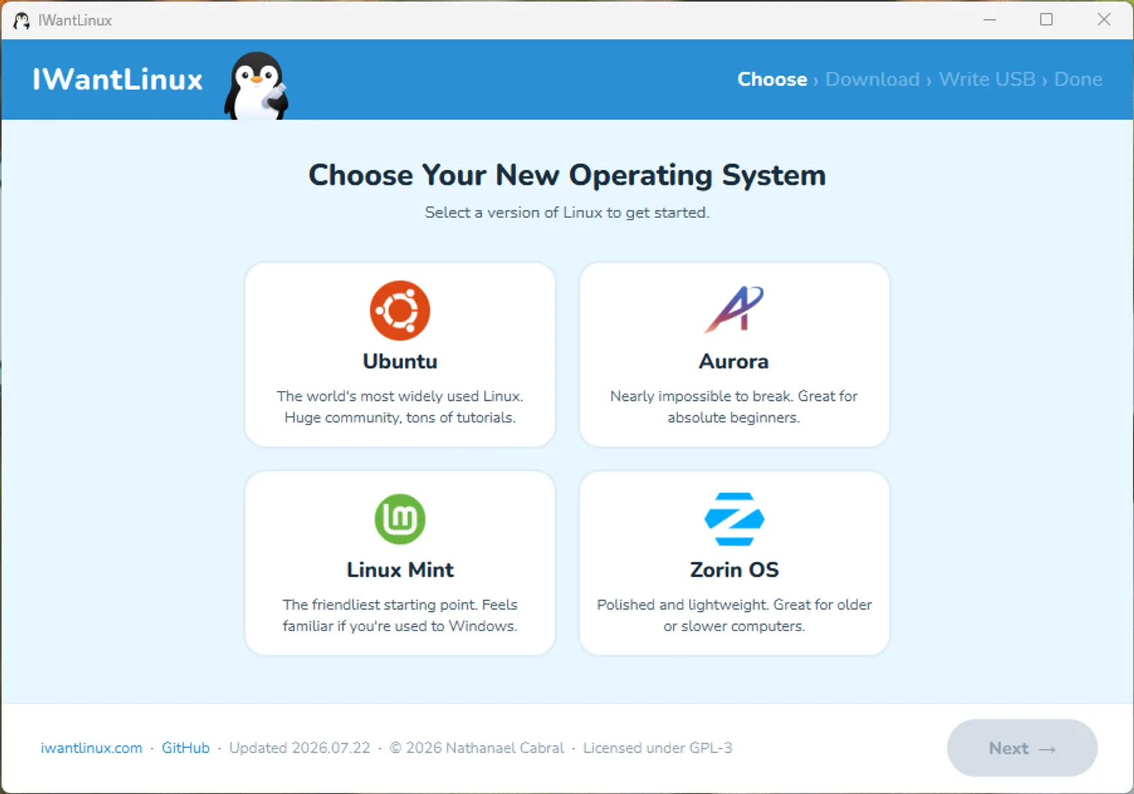 IWantLinux - A user friendly app to help beginners switch to Linux